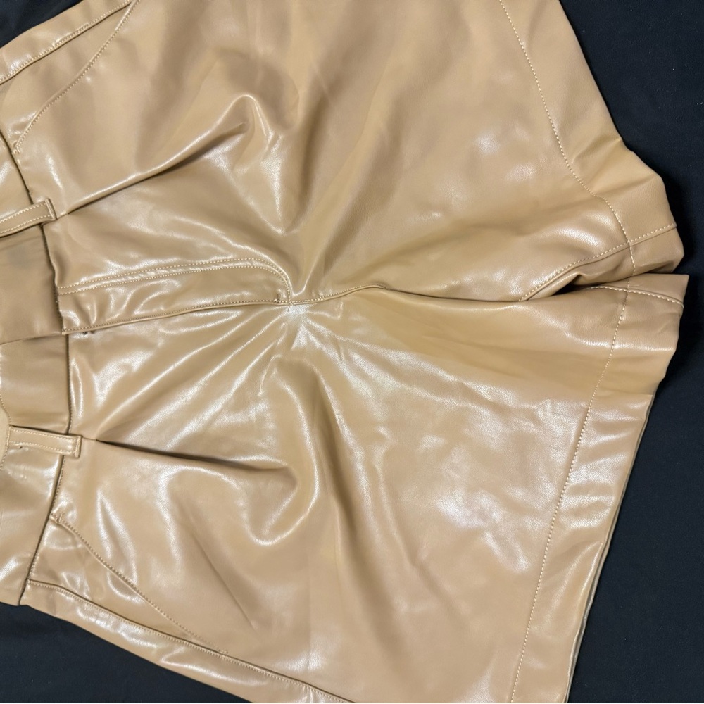 Abercrombie & Fitch High Waist Tan Leather Shorts